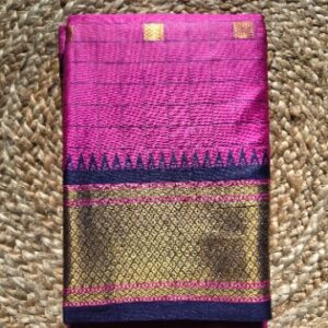 SEMI KANCHI SILK-ROSE+BLUE