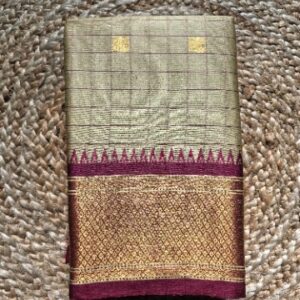 SEMI KANCHI SILK- SANDAL+MAROON