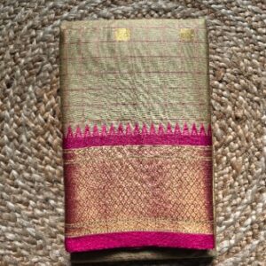 SEMI KANCHI SILK-SANDAL+ROSE